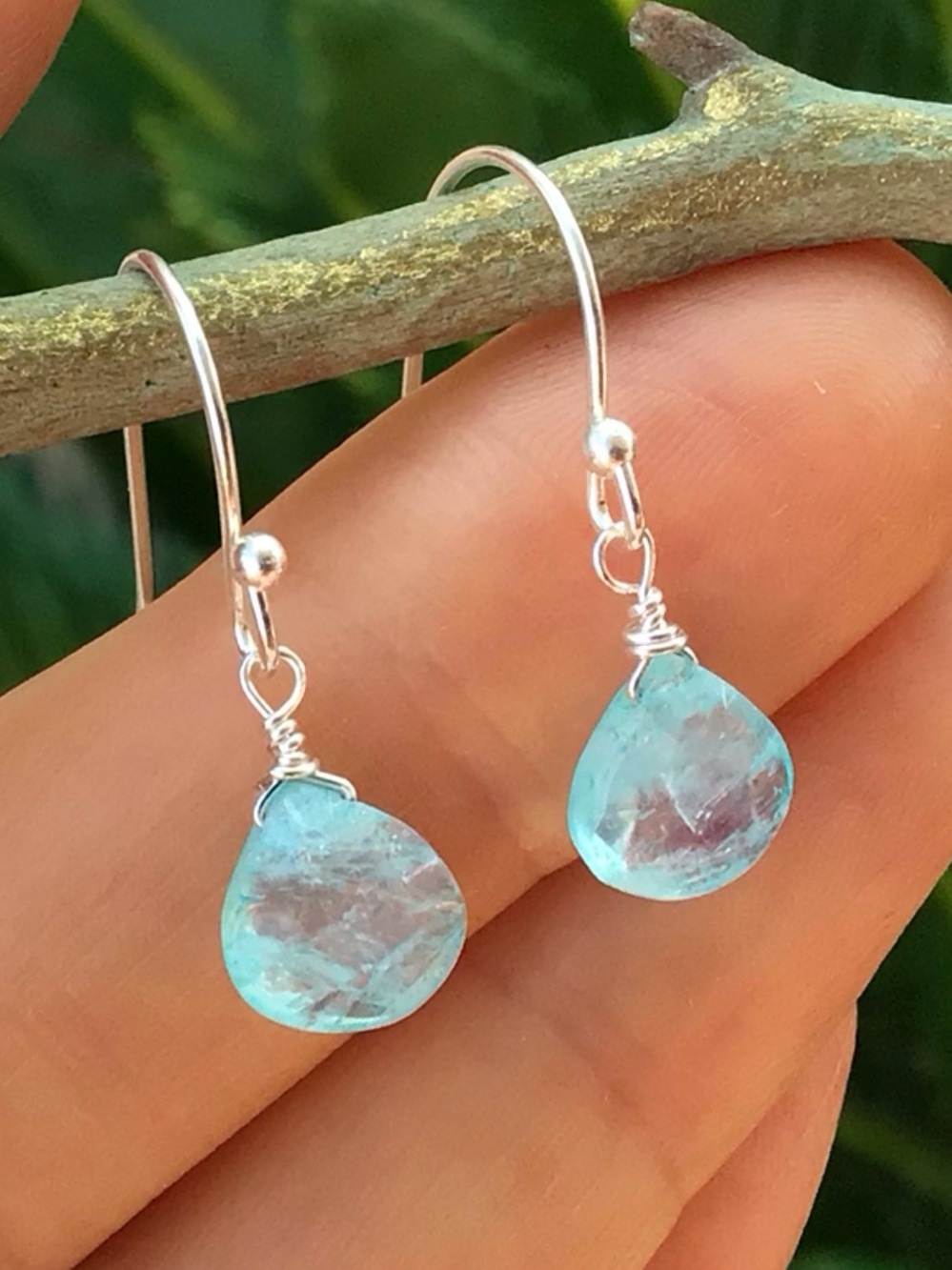 Natural Aquamarine Sterling Silver Sundance Charm Earrings